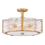 Florian Semi Flush Ceiling Light - Brass / Clear Water