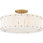 Simone Semi Flush Ceiling Light - Burnished Gold / Alabaster