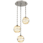 Terra Diamond Chain Multi Light Pendant - Beige Silver / Optic Amber