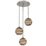 Terra Diamond Chain Multi Light Pendant - Beige Silver / Optic Bronze