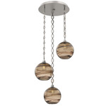 Terra Oval Chain Multi Light Pendant - Beige Silver / Optic Bronze