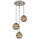Terra Rectangular Chain Multi Light Pendant - Beige Silver / Optic Bronze