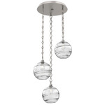 Terra Diamond Chain Multi Light Pendant - Beige Silver / Optic Clear