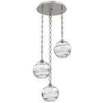 Terra Oval Chain Multi Light Pendant - Beige Silver / Optic Clear