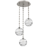 Terra Rectangular Chain Multi Light Pendant - Beige Silver / Optic Clear