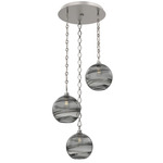 Terra Diamond Chain Multi Light Pendant - Beige Silver / Optic Smoke