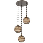 Terra Diamond Chain Multi Light Pendant - Flat Bronze / Optic Bronze