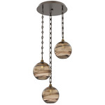 Terra Rectangular Chain Multi Light Pendant - Flat Bronze / Optic Bronze