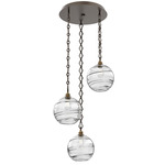 Terra Diamond Chain Multi Light Pendant - Flat Bronze / Optic Clear