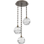 Terra Rectangular Chain Multi Light Pendant - Flat Bronze / Optic Clear