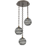 Terra Diamond Chain Multi Light Pendant - Flat Bronze / Optic Smoke