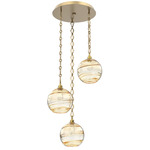 Terra Diamond Chain Multi Light Pendant - Gilded Brass / Optic Amber