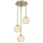 Terra Oval Chain Multi Light Pendant - Gilded Brass / Optic Amber
