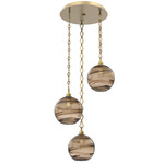 Terra Diamond Chain Multi Light Pendant - Gilded Brass / Optic Bronze