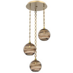 Terra Oval Chain Multi Light Pendant - Gilded Brass / Optic Bronze