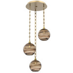 Terra Rectangular Chain Multi Light Pendant - Gilded Brass / Optic Bronze