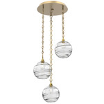 Terra Diamond Chain Multi Light Pendant - Gilded Brass / Optic Clear