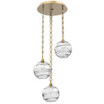 Terra Oval Chain Multi Light Pendant - Gilded Brass / Optic Clear