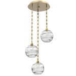 Terra Rectangular Chain Multi Light Pendant - Gilded Brass / Optic Clear