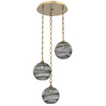 Terra Diamond Chain Multi Light Pendant - Gilded Brass / Optic Smoke