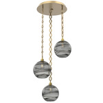 Terra Oval Chain Multi Light Pendant - Gilded Brass / Optic Smoke