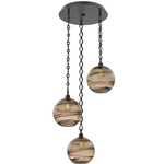 Terra Diamond Chain Multi Light Pendant - Matte Black / Optic Bronze