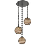 Terra Oval Chain Multi Light Pendant - Matte Black / Optic Bronze