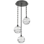 Terra Diamond Chain Multi Light Pendant - Matte Black / Optic Clear