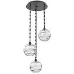 Terra Rectangular Chain Multi Light Pendant - Matte Black / Optic Clear