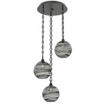 Terra Diamond Chain Multi Light Pendant - Matte Black / Optic Smoke