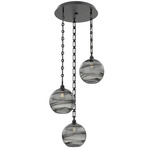 Terra Rectangular Chain Multi Light Pendant - Matte Black / Optic Smoke
