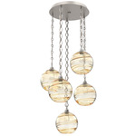 Terra Diamond Chain Multi Light Pendant - Beige Silver / Optic Amber