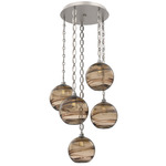 Terra Oval Chain Multi Light Pendant - Beige Silver / Optic Bronze