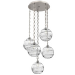 Terra Diamond Chain Multi Light Pendant - Beige Silver / Optic Clear