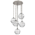 Terra Oval Chain Multi Light Pendant - Beige Silver / Optic Clear
