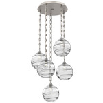 Terra Rectangular Chain Multi Light Pendant - Beige Silver / Optic Clear