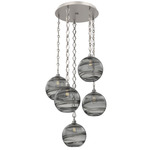 Terra Diamond Chain Multi Light Pendant - Beige Silver / Optic Smoke