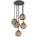 Terra Rectangular Chain Multi Light Pendant - Flat Bronze / Optic Bronze