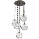 Terra Diamond Chain Multi Light Pendant - Flat Bronze / Optic Clear