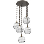 Terra Oval Chain Multi Light Pendant - Flat Bronze / Optic Clear