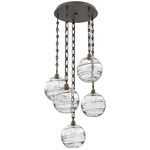 Terra Rectangular Chain Multi Light Pendant - Flat Bronze / Optic Clear