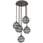Terra Diamond Chain Multi Light Pendant - Flat Bronze / Optic Smoke