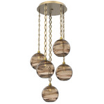 Terra Oval Chain Multi Light Pendant - Gilded Brass / Optic Bronze