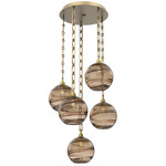 Terra Rectangular Chain Multi Light Pendant - Gilded Brass / Optic Bronze