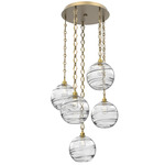 Terra Diamond Chain Multi Light Pendant - Gilded Brass / Optic Clear