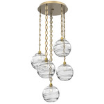 Terra Oval Chain Multi Light Pendant - Gilded Brass / Optic Clear