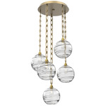 Terra Rectangular Chain Multi Light Pendant - Gilded Brass / Optic Clear