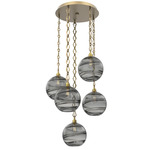 Terra Diamond Chain Multi Light Pendant - Gilded Brass / Optic Smoke