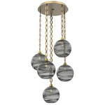 Terra Oval Chain Multi Light Pendant - Gilded Brass / Optic Smoke