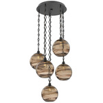 Terra Diamond Chain Multi Light Pendant - Matte Black / Optic Bronze